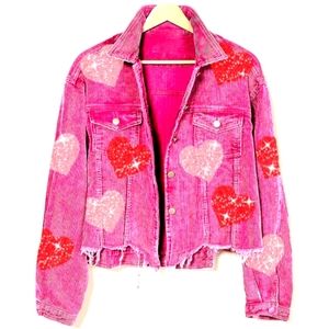 COPY - Last one!! Pink Sequin Heart Shacket